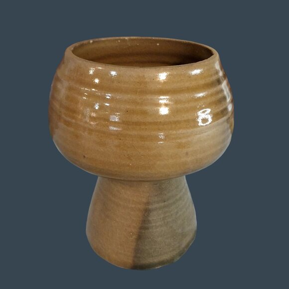 Modernist Planter Vase Or Candle Holder Signed Stoneware Pottery - Picture 2 of 10